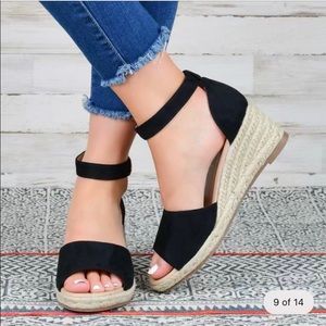 NWT Faux Suede Espadrille Wedge Sandals